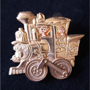 Disney Disneyland 50th Anniversary Pin Golden Train Casey Jr Circus Chip & Dale